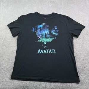 Avatar Shirt Mens Large Black Neytiri Pandora Night Scene Graphic Tee Na'vi